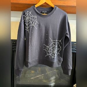 NWT Rhinestone Spiderweb Crewneck Sweatershirt